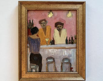 Bar Scene Original Oil Painting — DIYASANAT Bar Stories Collection