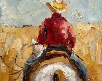 Cowboy Riding Horse Oil Painting — DIYASANAT Western Collection