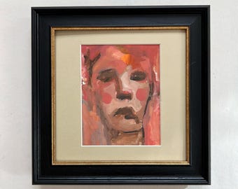 Male Portrait Mixed Media Painting, Contemporary Expressionist Art, Moody Figurative Portrait, Emotional Fine Art