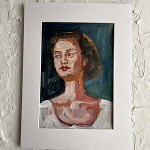 Woman Face Artwork Portrait Original Art Oil Painting Woman Semi Abstract Portrait by DiyaSanat image 6