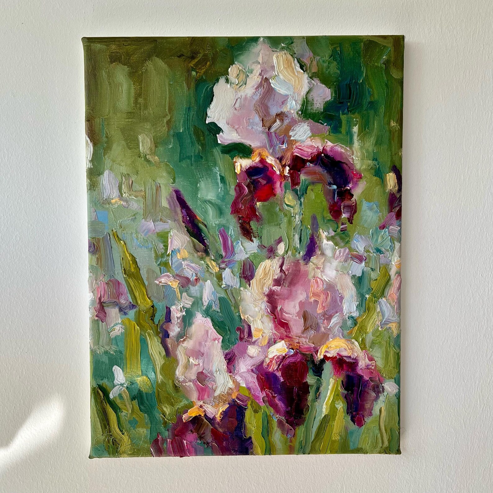 Original Iris Oil Painting: Semi Abstract Floral Impasto Art (12x16) - Etsy