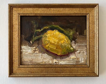 Lemon Oil Painting: Framed Still Life Kitchen Wall Art