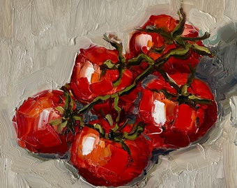 Tomato Impasto Painting: Abstract Kitchen Still Life Art