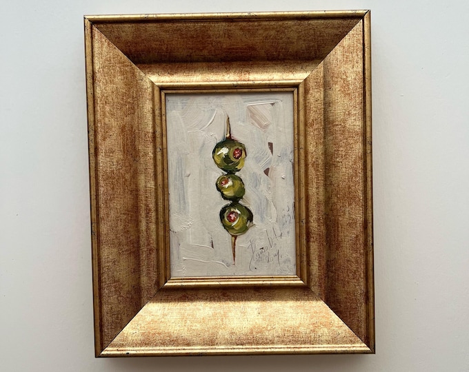 Featured listing image: Olives Painting Home Wall Art Olives Impasto Semi Abstract Fine Artwork Oil Painting Kitchen Still Life Painting 4 by 6 by DiyaSanat
