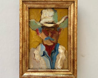 Retrato original de vaquero pintado al óleo — Colección Western de DIYASANAT