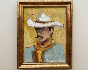 Original Cowboy Oil Painting: Impressionistic Ranch Wall Art