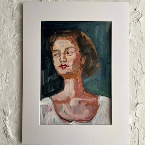Woman Face Artwork Portrait Original Art Oil Painting Woman Semi Abstract Portrait by DiyaSanat image 5