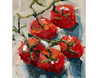 Tomato Impasto Oil Painting: Kitchen Still Life Art