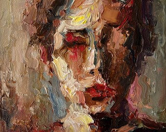 Woman Face Artwork Abstract Portrait Original Art Diverse Woman Portrait Oil Painting Woman Portrait Painting Fine Art  8*8 by DiyaSanat