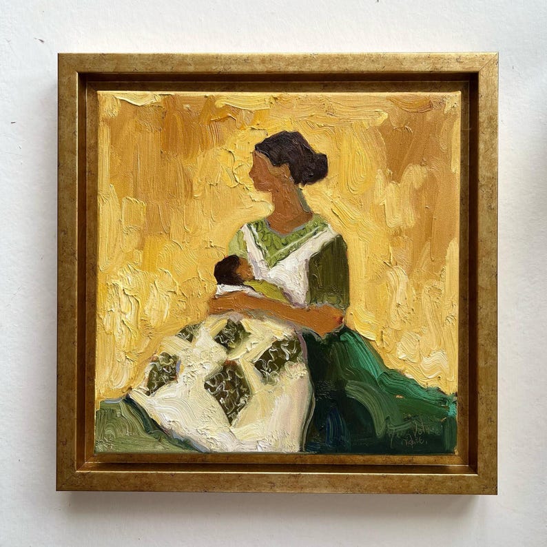 Mother and Baby Oil Painting: Woman Portrait Art image 3