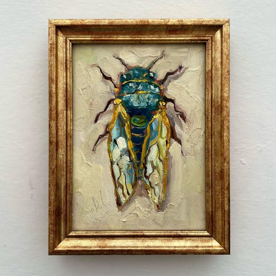 Cicada Oil Painting: Semi Abstract Artwork, Made to Order
