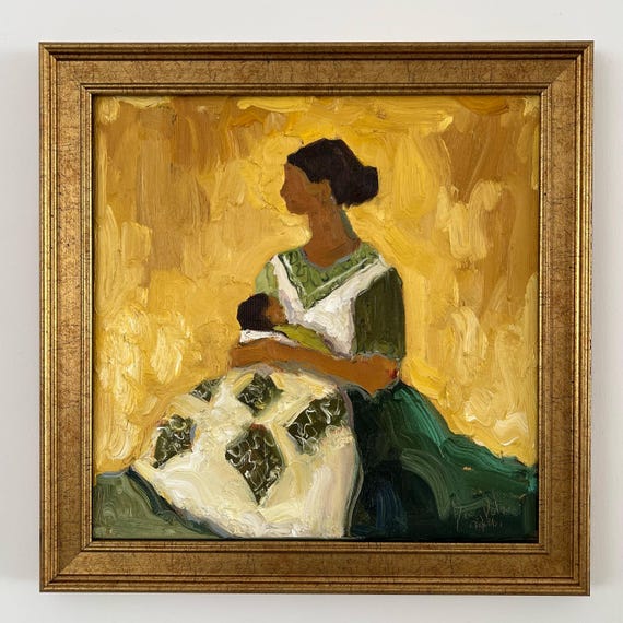 Mother and Baby Oil Painting: Woman Portrait Art