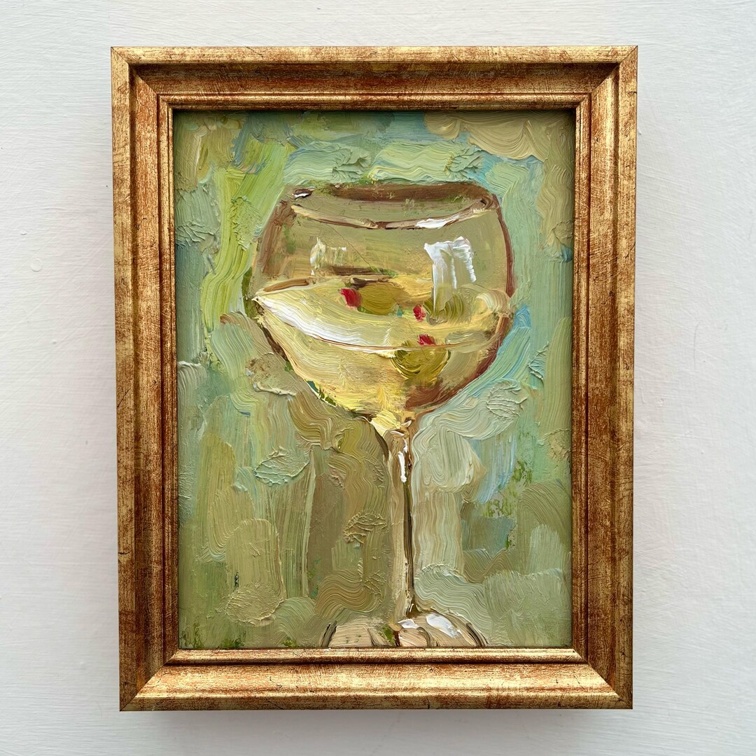 Original Impasto Oil Painting: Dirty Martini Still Life by