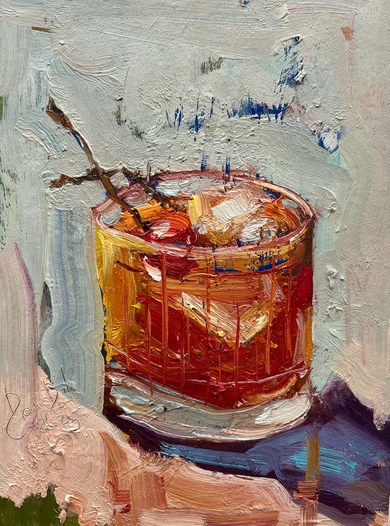 Old Fashioned Cocktail Oil Painting — DIYASANAT Bar Stories