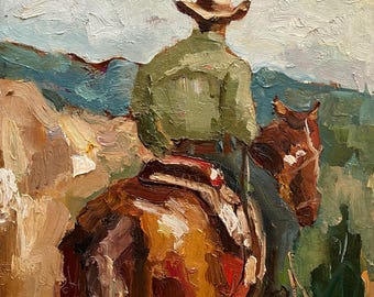 Original Cowboy Oil Painting: Ranch Wall Art