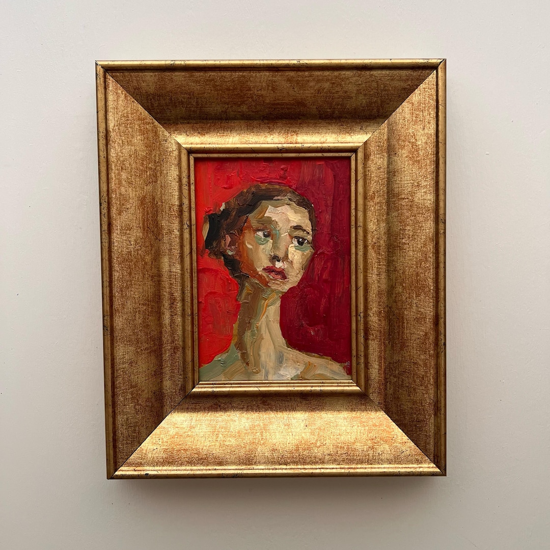 Original Woman Portrait Oil Painting: Abstract Face Artwork, Framed - Etsy