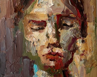 Woman Face Artwork Abstract Portrait Original Art Diverse Woman Portrait Oil Painting Woman Portrait Painting Fine Art  8*8 by DiyaSanat