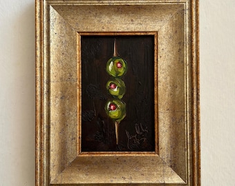 Olives Oil Painting: Impasto Kitchen Still Life Art