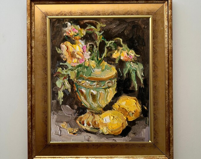 Roses Painting Floral Original Art Still Life Impasto Painting Flowers
