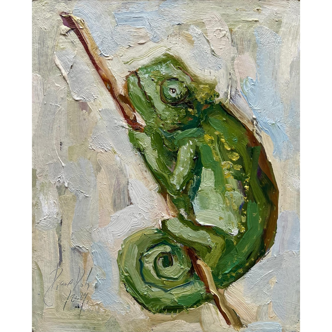 Chameleon Painting Original Animal Artwork Chameleon Wall Art Chameleon ...