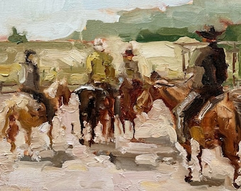 Cowboys on Horseback Oil Painting — DIYASANAT Western Collection