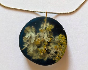 Real Lichen necklace, lichen jewellery, lichen jewelry, nature lover gifts, botanical necklace, woodland pendant, plant lover's gift.