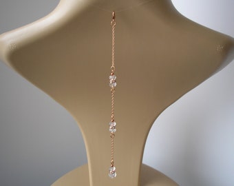 Crystal Clip-on Back Chain for a Necklace Handmade to order using Clear Crystals and Silver Gold or Rose Gold Diamante for a Wedding Dress