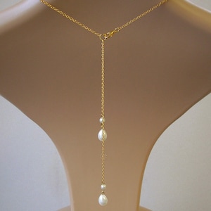 Double Drop Back Necklace for Wedding Dress or Low Back or Backless Gown, Backdrop Necklace, Back Drop Necklace Silver Gold Rose Gold Chain