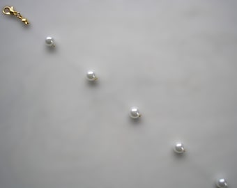 Clip-on Floating Effect Pearl Backdrop Attachment for a Necklace, Dainty Back Necklace for a Wedding Dress