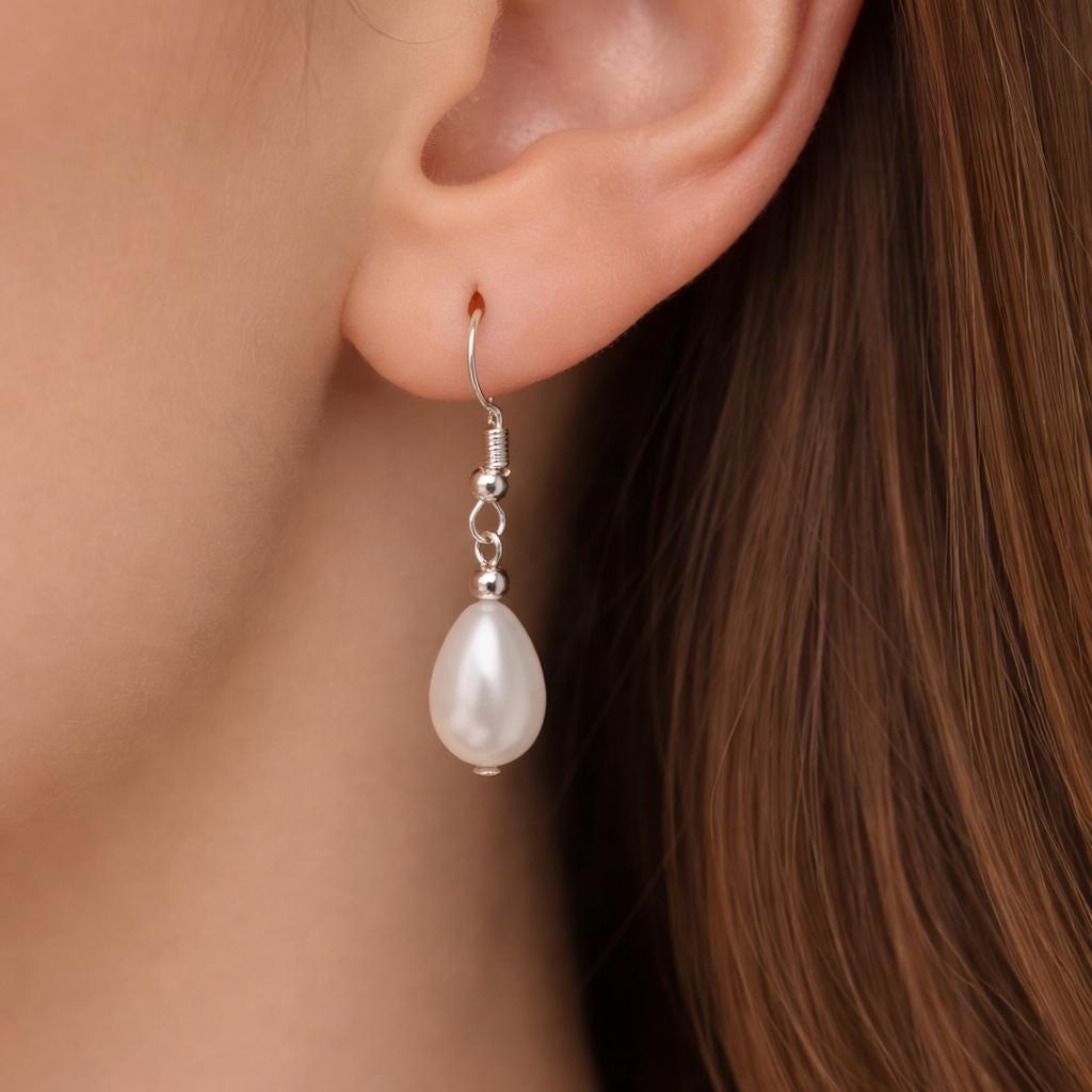 Teardrop Pearl Earrings, Pearl Drops on silver gold or rose gold hooks, hoops, studs or Clip-ons, Drop Dangle Earrings Brides Bridesmaids
