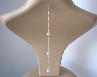 Pearl Backdrop attachment for a necklace, Pearl drop back drop necklace add-on, Pearls on Fine Chain for Low Backed Bridal Wedding Dress