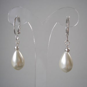 Classic Teardrop Pearl Earrings for Women Brides Bridesmaid Wedding. Choose your fitting