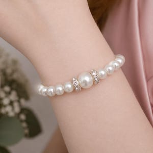 Classic Pearl and Diamante Bridal Bracelet with a Love Heart Shaped T-Bar Toggle Clasp, White or Ivory Pearls with a Silver or Gold finish
