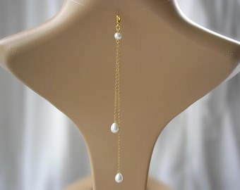 Dainty Teardrop Pearl Backdrop Necklace Attachment: Silver, Gold, Rose Gold