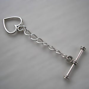 Love Heart T-Bar Toggle Extension Chain to extend a Necklace Bracelet or Anklet, Silver or Gold Jewelry Extender CHOOSE LENGTH and colour