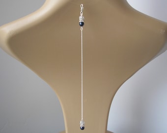 Dainty Back Chain for a Necklace, Clip-on Backdrop Attachment Made with Quality Austrian Pearls Silver or Gold Diamante & Pave Crystal Balls