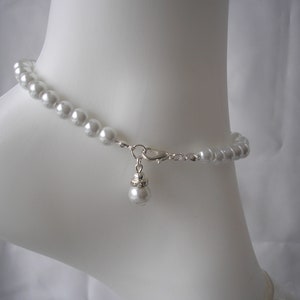 Pearl Anklet / Ankle Bracelet with Diamante Dangle, Foot Jewellery