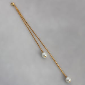 Dainty Pearl Backdrop attachment for a necklace, double drop back drop necklace add-on, Pearls on Silver or Gold plated Back Chain for Bride