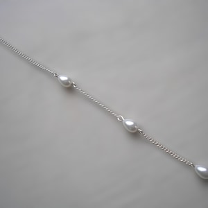 Dainty Back Necklace for a Wedding Dress, Handmade with Tiny Teardrop Pearls, Backdrop Attachment for a necklace