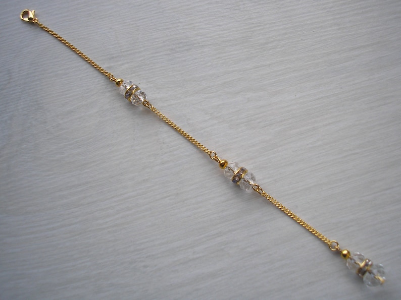 Chaîne en cristal à clipser au dos pour un collier Fait main sur commande avec des cristaux transparents et des strass en or argenté ou en or rose pour une robe de mariée Gold plated