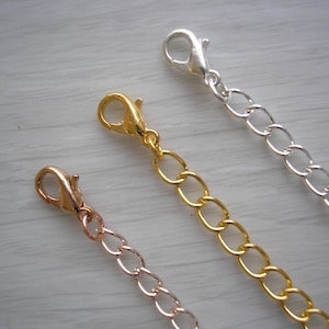 Simple Extension Chain to extend a Necklace Bracelet or Anklet, Jewelry Extender in Silver Gold or Rose Gold, CHOOSE LENGTH and colour