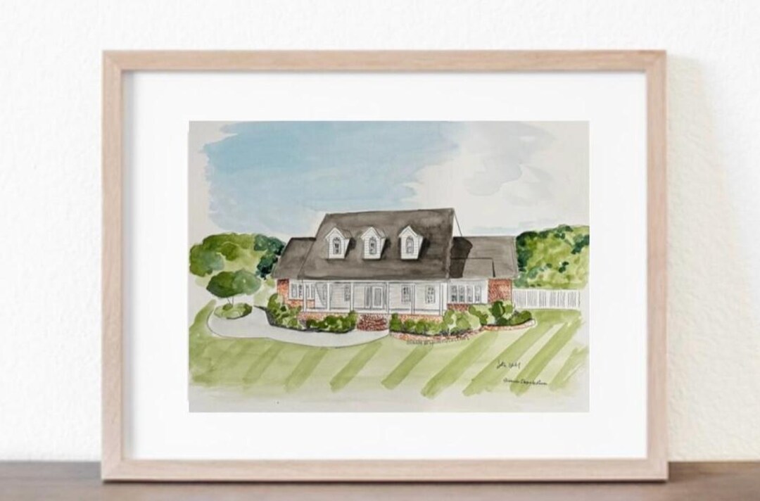 Custom Portrait Gift Hand Painted House Watercolor Home Portrait ...