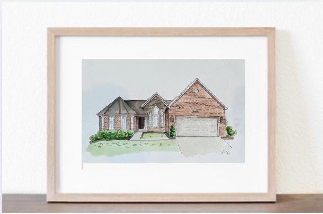 Hand Painted Home Custom Christmas Gift Watercolor Home Portrait ...