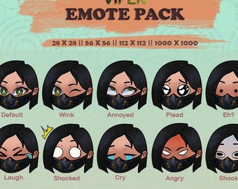 Pacote de Emotes Viper: Recursos de Streaming do Valorant Twitch/Discord (Download Digital)