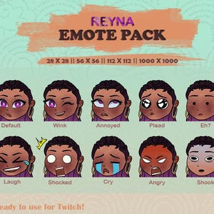 Valorant Reyna Twitch Emote-pakket van 10 - Reyna Streaming Assets, Reyna Discord-emote, Reyna Icons