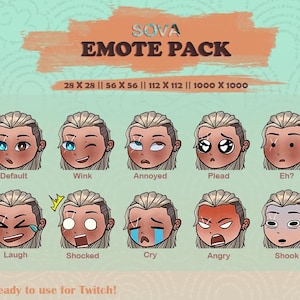 Valorant Sova Twitch Emote Paket mit 10 - Sova Tracking, Sova Discord Emote, Sova Icons