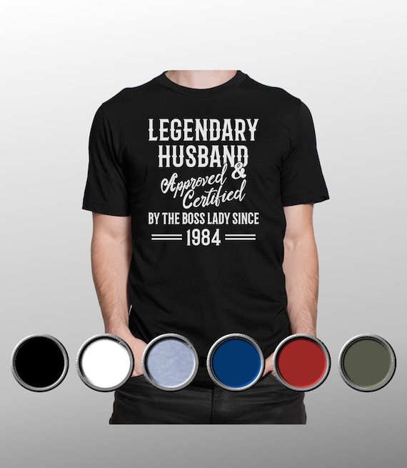 Husband T Shirt Personalised Year of Marriage Anniversary Gift - Present to Hubby Tshirt Funny Approved by Boss Lady Tshirt  Customised Tee