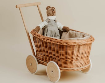 Wicker Trailer, Handcrafted Pram, Ecological Wicker Pram, Toy Trolley for Boy, Environmentally Friendly Wicker Stroller, Toy Storage, Gift