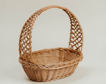 Cesta de mimbre natural para niños, Cesta pequeña hecha a mano única y de compras, Cesta de Pascua, Cesta pequeña perfecta para niños, regalo para un bebé