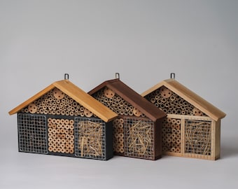 Hotel de madera para insectos: refugio para abejas, mariposas y mariquitas - Hábitat para polinizadores